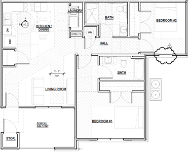 Two Bedroom / Two Bath -1022